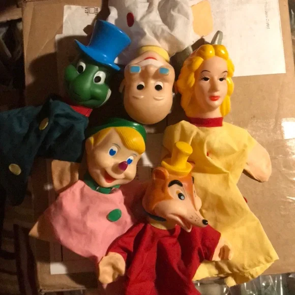 Vintage I Burattini Pinocchio hand puppet theatre RARE complete original package